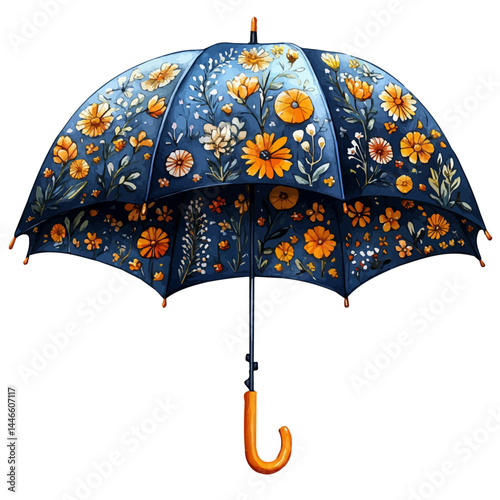 illustration of Spring Rain Umbrella With Flowers, watercolor vector, isolated on a white background.