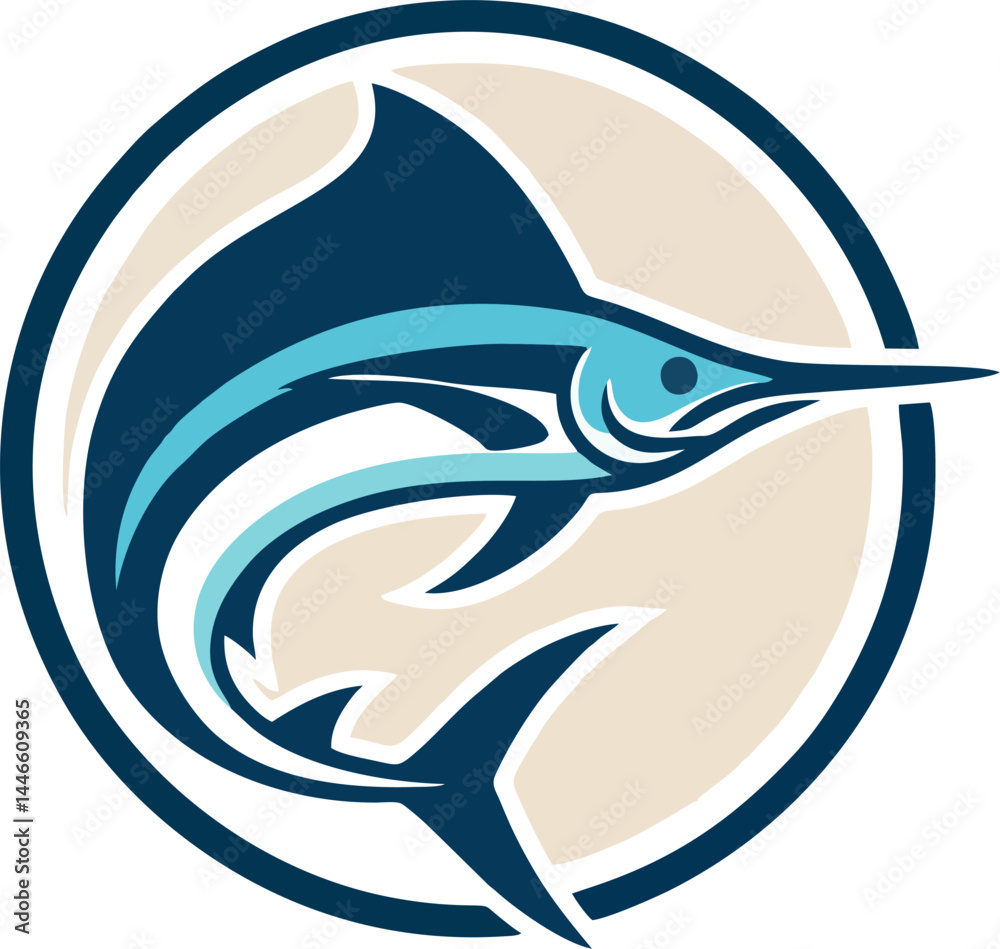 Obraz premium Handcrafted Blue Marlin Vector for Badges