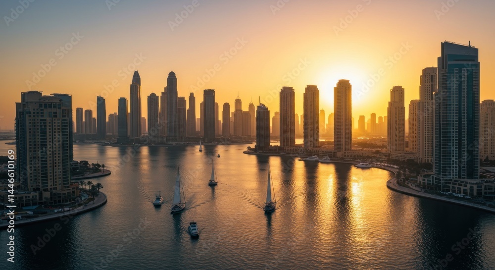Obraz premium Dubai Marina Sunset Photos