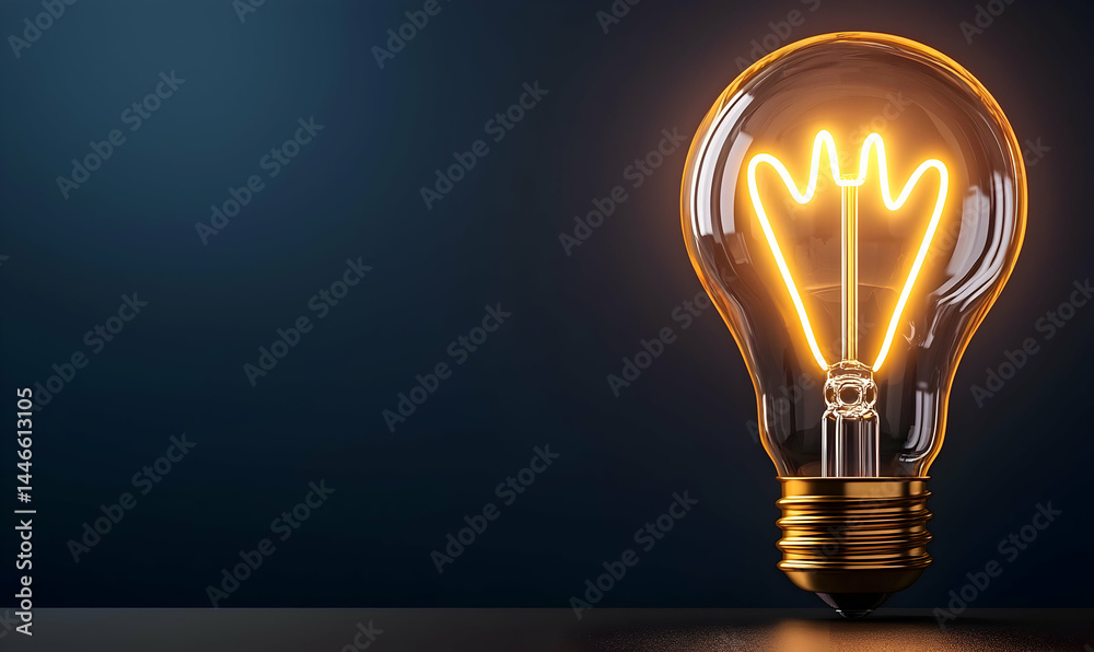 Illuminated bulb glows against deep blue, emanating bright energy Illuminated bulb glows against deep blue, emanating bright energy