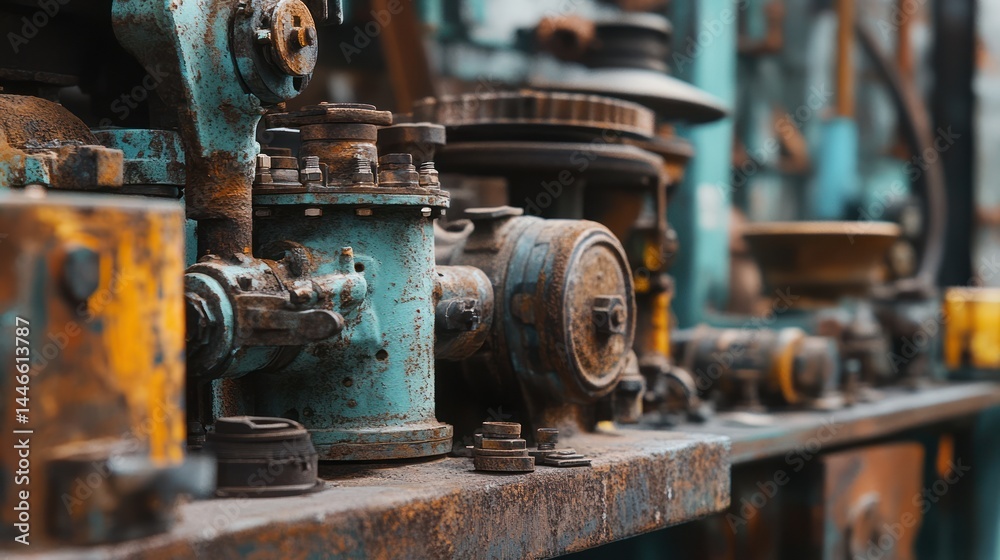 Captivating close-up of aged industrial machinery with stunning textural rust patterns Captivating close-up of aged industrial machinery with stunning textural rust patterns