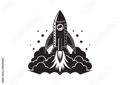 Rocket with smoke Icon, Rocket with smoke silhouette vector