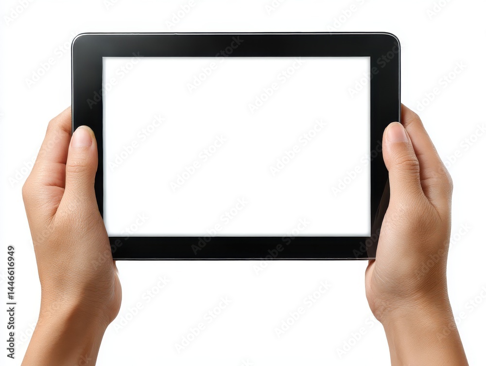 Tablet held by hands isolated on white background Tablet held by hands isolated on white background