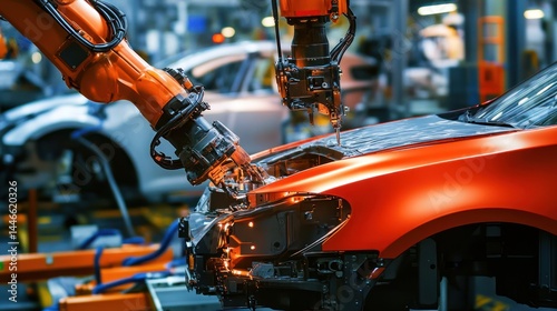 Automated automotive assembly showcases robotic precision in modern manufacturing photo