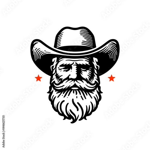 simple hand-drawing oldman cowboy vector