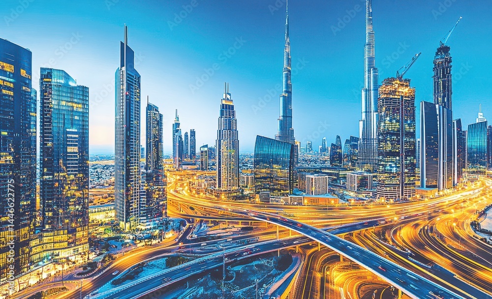 Fototapeta premium Modern city skyline at twilight
