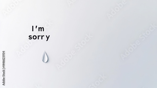 Minimalistic apology design on white surface with simple lettering