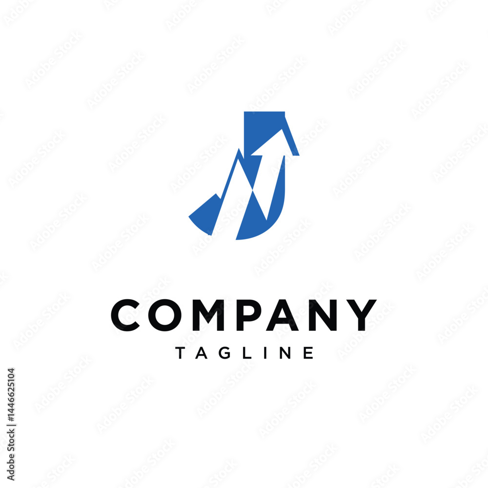 Obraz premium Letter J Line Chart Logo Icon Vector