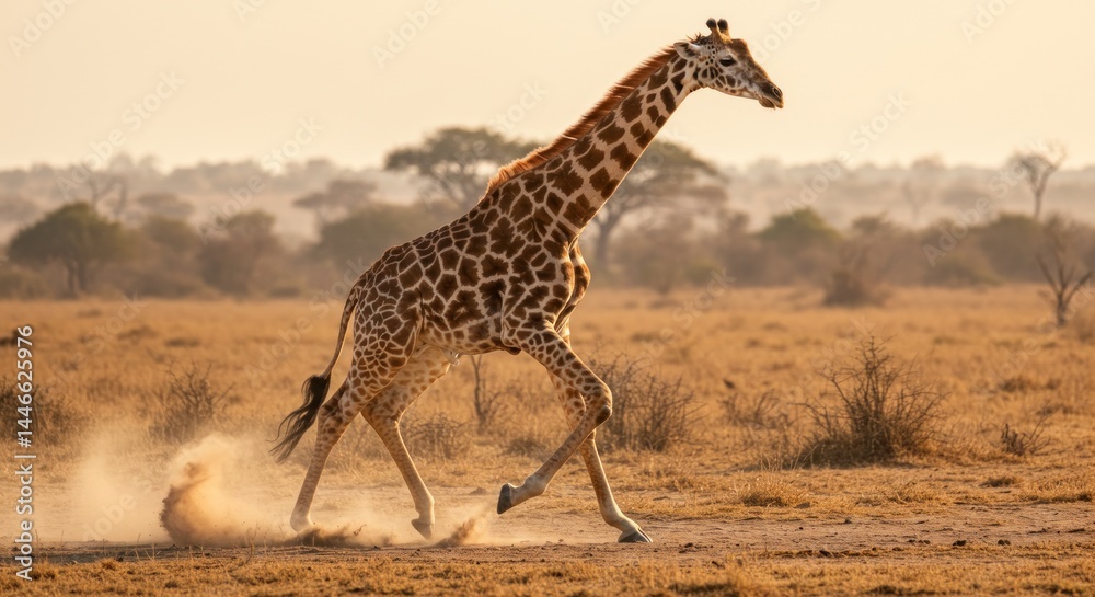Obraz premium Running Giraffe in the Savanna - Photo