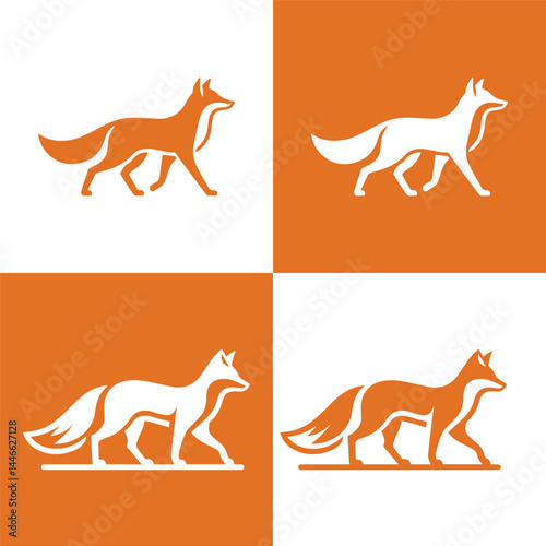 Minimalist fox logo design. Wild animal concept icons.