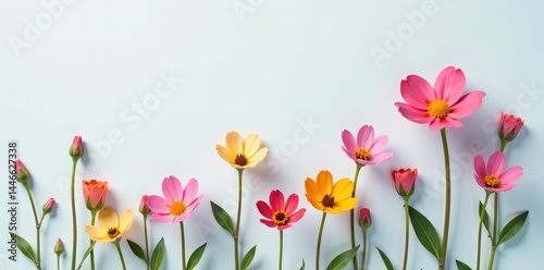 Small delicate forget me not flowers in a minimalist composition, fresh, white background, tiny