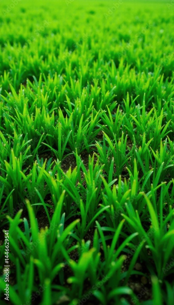 Obraz premium Textured green lawn, asymmetrical cut showing varied heights, natural, landscape, element
