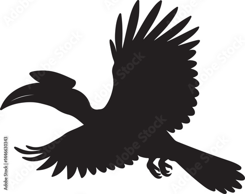 Quadro em tela flying hornbill bird silhouette design vector illustration