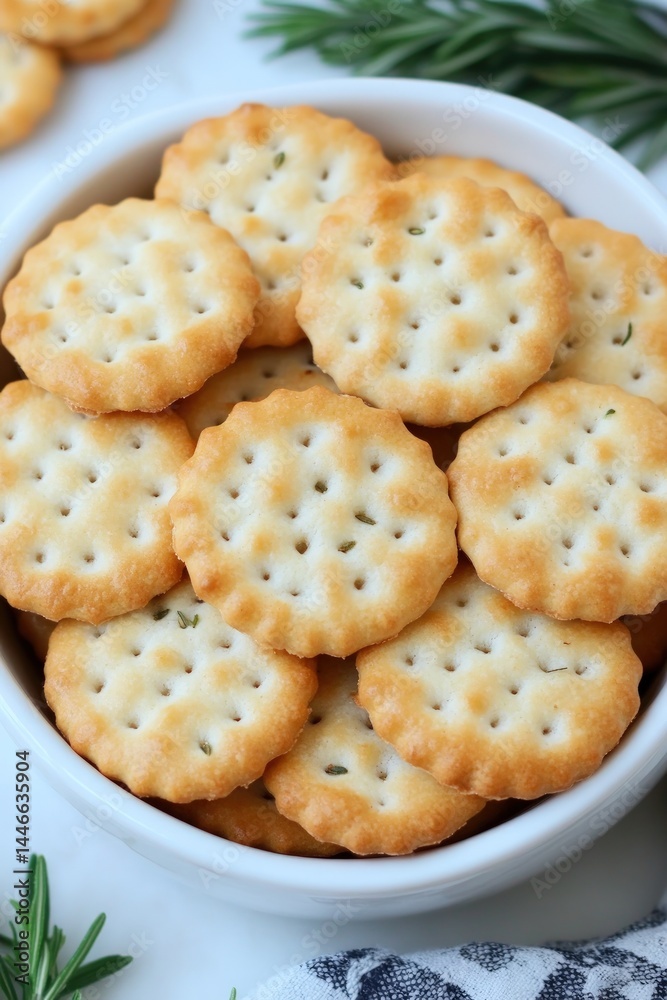 Savory crackers nestled in a bowl Savory crackers nestled in a bowl