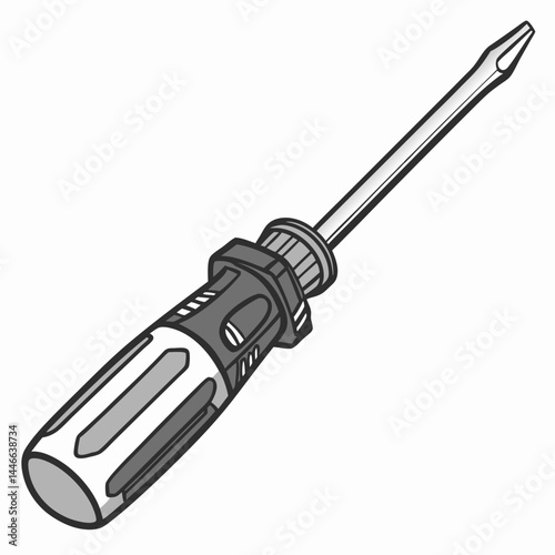 Gray Phillips Head Screwdriver Tool On Isolated White Background Vector Illustration