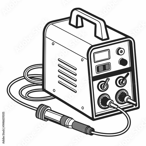 Black And White Soldering Station Diagram For Technical Illustrations And Manuals