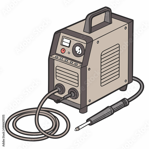 Illustration Of A Portable Welding Machine With Handle And Controls