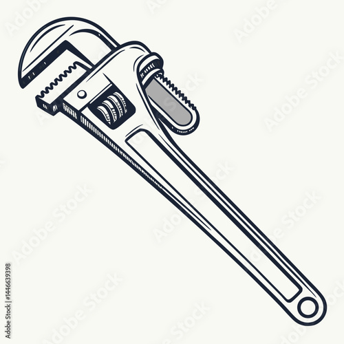 Pipe Wrench Vector Illustration Essential Tool For Plumbing Or Construction Work