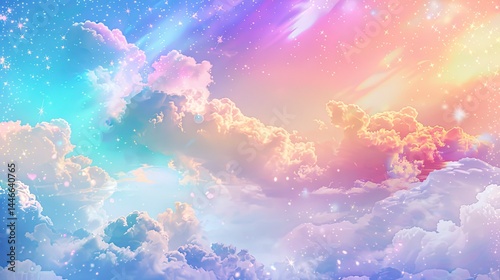 Pastel cloudscape, starry sky