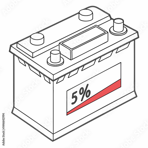 Depleted Battery Illustration Showing Low Charge Indicator At Five Percent