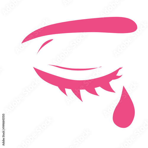 Crying tears depression mental illness sadness problems loneliness female pink icon vector logo symbol	