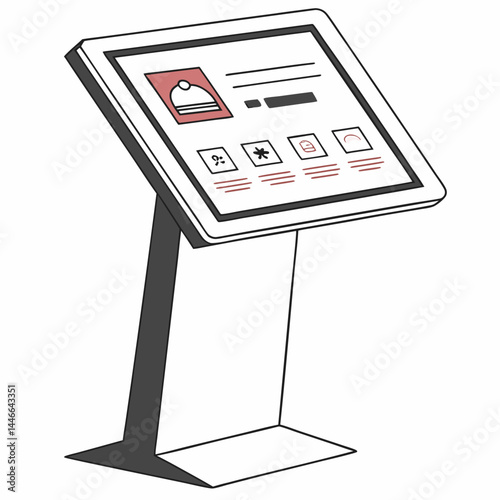 Digital Kiosk Illustration Flat Design Interactive Display Terminal Interface Graphic