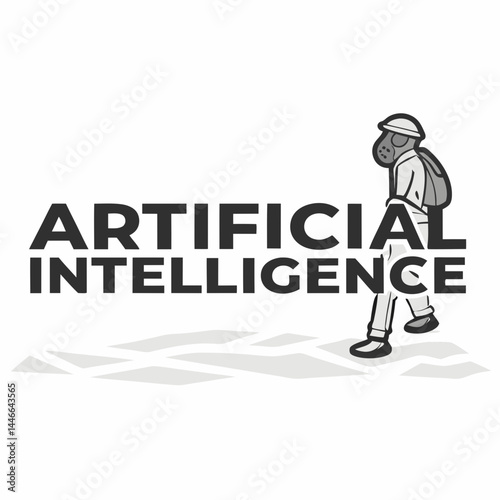 Ai Person Wearing A Gas Mask Exploring Future Conceptual Illustration