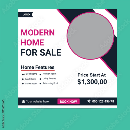 Modern Real Estate Social Media Post Design Featuring Elegant Home for Sale