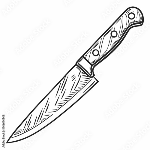 Detailed Sketch Of Butcher Knife For Culinary Illustrations And Designs