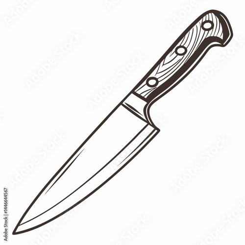 Chef Knife Illustration Culinary Kitchen Tool Graphic Element Isolated Design