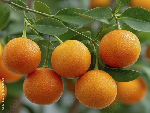 Abundant yield of ripe calamondin oranges on a healthy calamondin tree Sunlight illuminating the citrus fruits - orange calamondin leaves grove