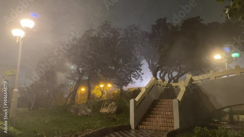 Hurricane Batters City At Night With Powerful Winds And Heavy Rain - Saola