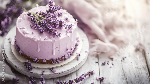 Lavender cake dessert pastry sweet food icing bake delicious gourmet purple floral treat confection delight