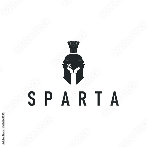 spartan logo illustration vintage concept old spartan kingdom fighter black silhouette templet design