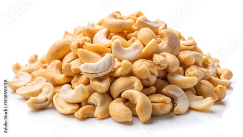Roughly chopped cashews isolated on white background