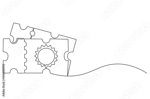 Continuous one line drawing of Voucher discount. Single line drawing illustration of Coupon discount. Shop and sale concept vector art. Doodle line illustration.