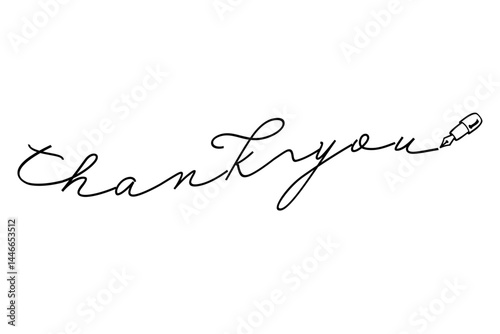 手書き風の筆記体で書いたThank You（ありがとう）の文字（カリグラフィー）
