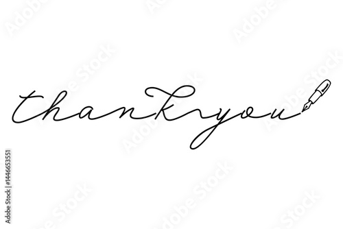 手書き風の筆記体で書いたThank You（ありがとう）の文字（カリグラフィー）

