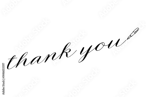手書き風の筆記体で書いたThank You（ありがとう）の文字（カリグラフィー）
