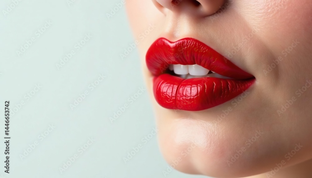 Obraz premium Close-up of vibrant red lipstick on pristine white , perfect, vibrant, beauty