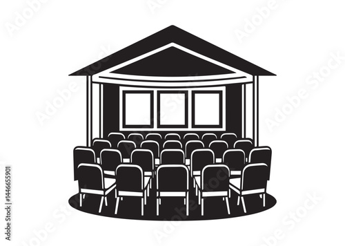 Conference hall with chairs icon, Conference hall with chairs silhouette vector