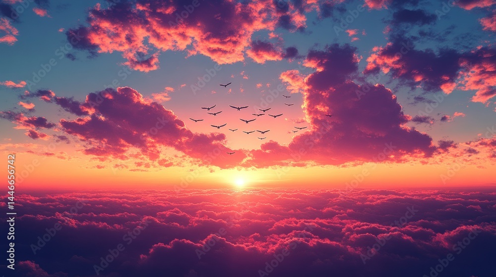 Epic sunset over a sea of clouds Epic sunset over a sea of clouds
