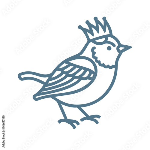 Cute Golden-crowned Kinglet Bird with Crown Icon