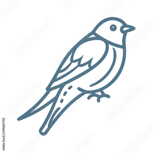 Purple Martin Bird Icon, Minimalist Line Art