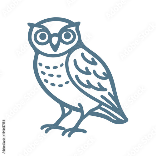 Minimalist Burrowing Owl Illustration Icon Vector