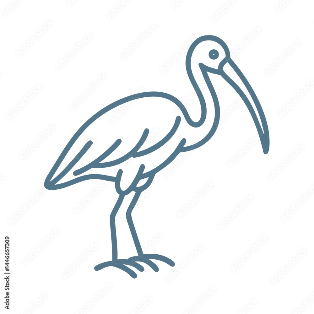 Obraz premium Ibis Bird Outline Icon Vector Illustration