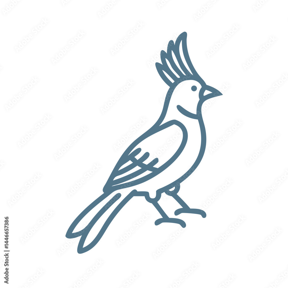 Obraz premium Phainopepla Bird Line Art Icon Illustration