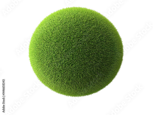 3D Isolated Realistic Green Grass Sphere Illustration