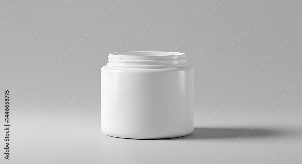 A pristine white cylindrical jar, a blank canvas for your brand's identity. Its simple design provides a clean, modern aesthetic, perfect for showcasing your product's elegance and purity. A pristine white cylindrical jar, a blank canvas for your brand's identity. Its simple design provides a clean, modern aesthetic, perfect for showcasing your product's elegance and purity.