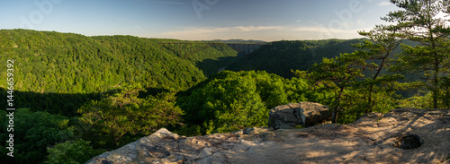 Obraz na płótnie Panorama of Diamond Point And The New River Gorge Bridge w salonie